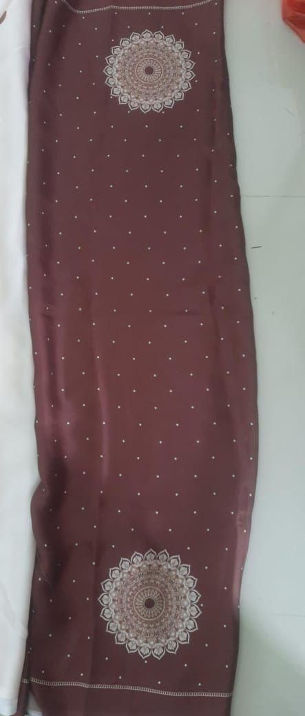 “Elegant Satin Silk Printed Kaftan Saree with Unstitched Blouse – Premium Collection”